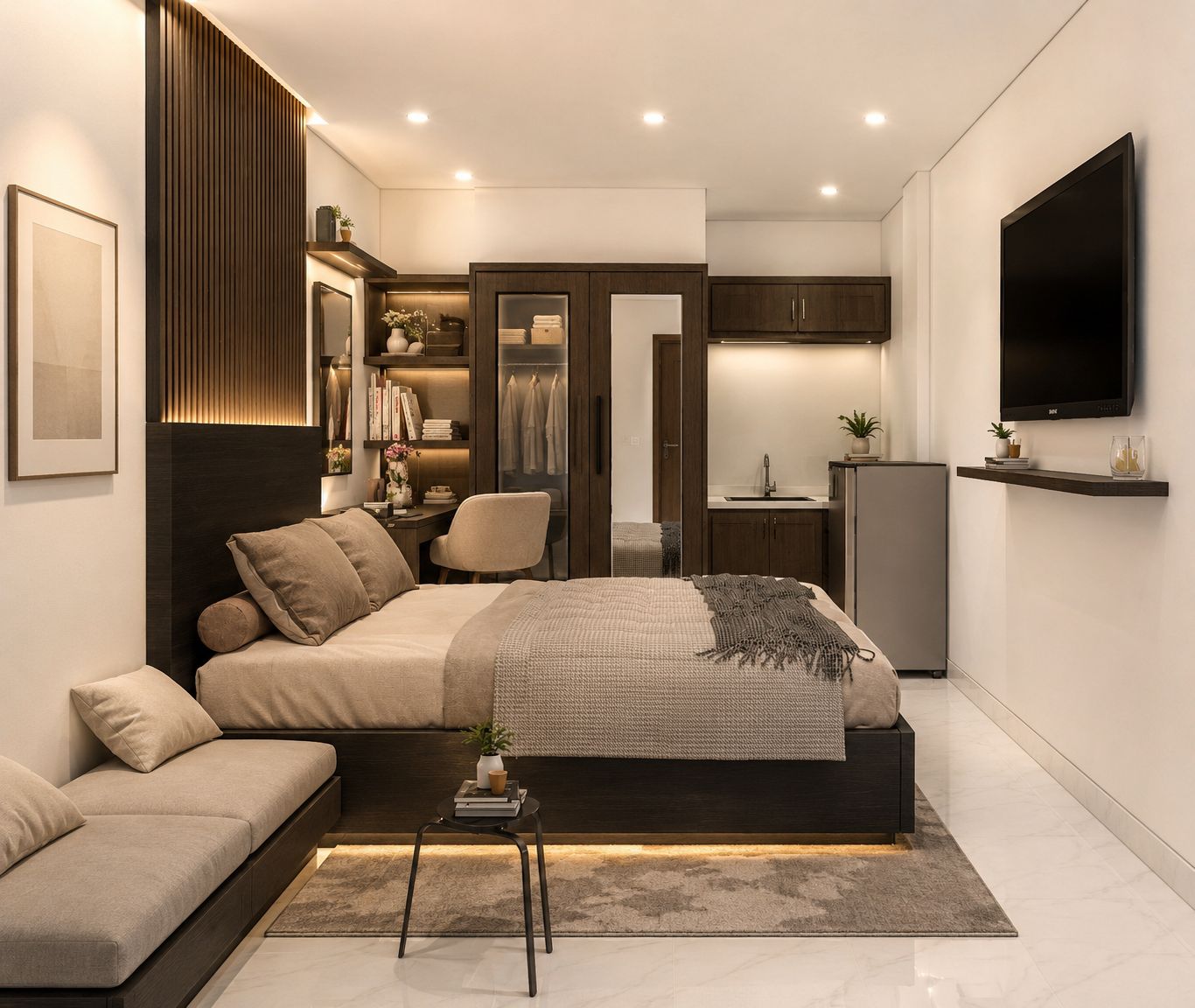 Kamar co-living Livingku yang modern dan siap huni
